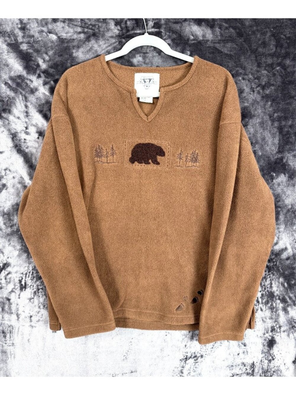 Arctic Image Fleece Pullover XL Brown Bear Embroidered Paw Prints Sweatshirt